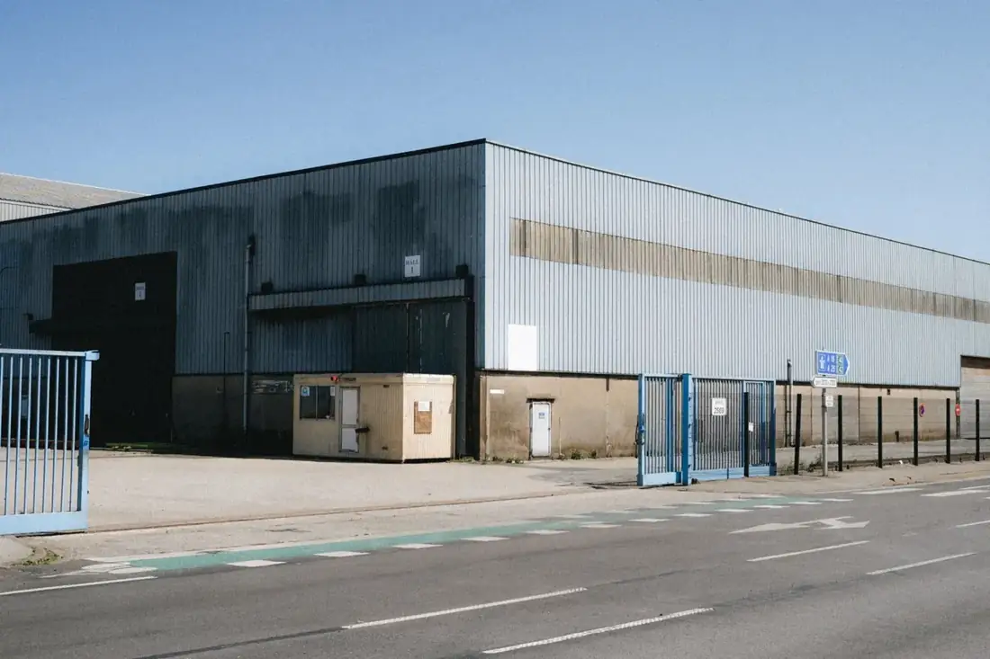 Industrial facility with large storage building